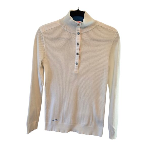 LAUREN RALPH LAUREN ACTIVE RIBBED SWEATER SNAP FRONT MEDIUM 100% COTTON CLASSIC - Picture 1 of 12